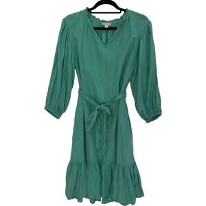 Knox Rose Dress Size XS Balloon Sleeve Tiered Long Sleeve Belted V-Neck Mint